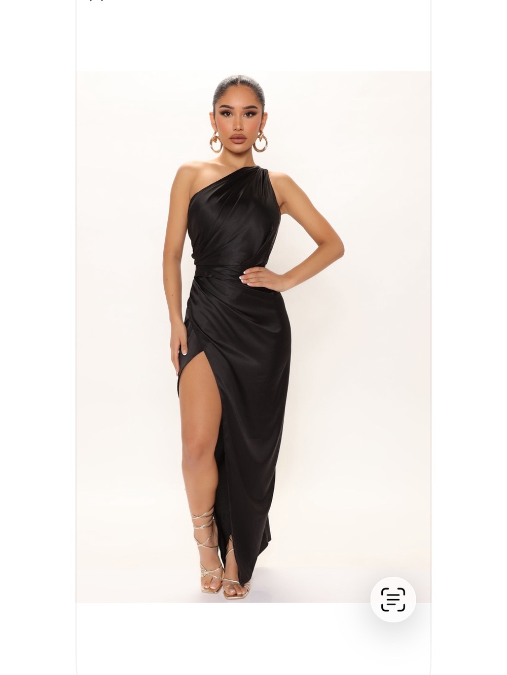 Fashion Nova One-Shoulder Black Evening Gown with High Slit